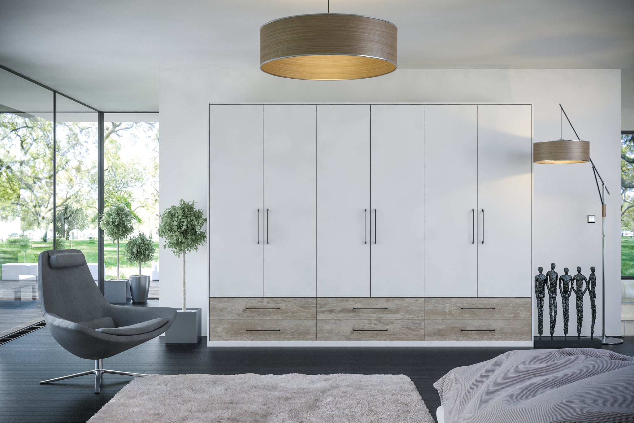 Light grey and driftwood furniture