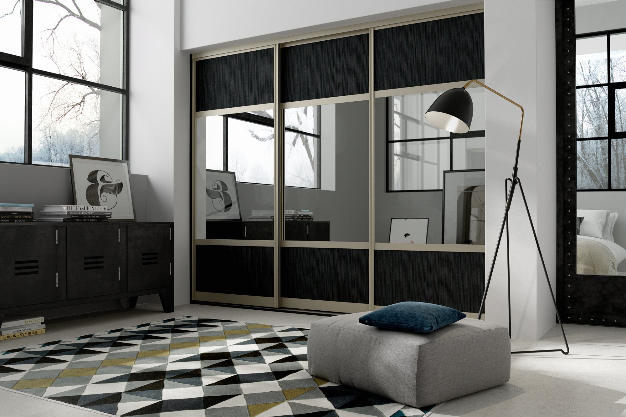 Champagne frame sliding doors