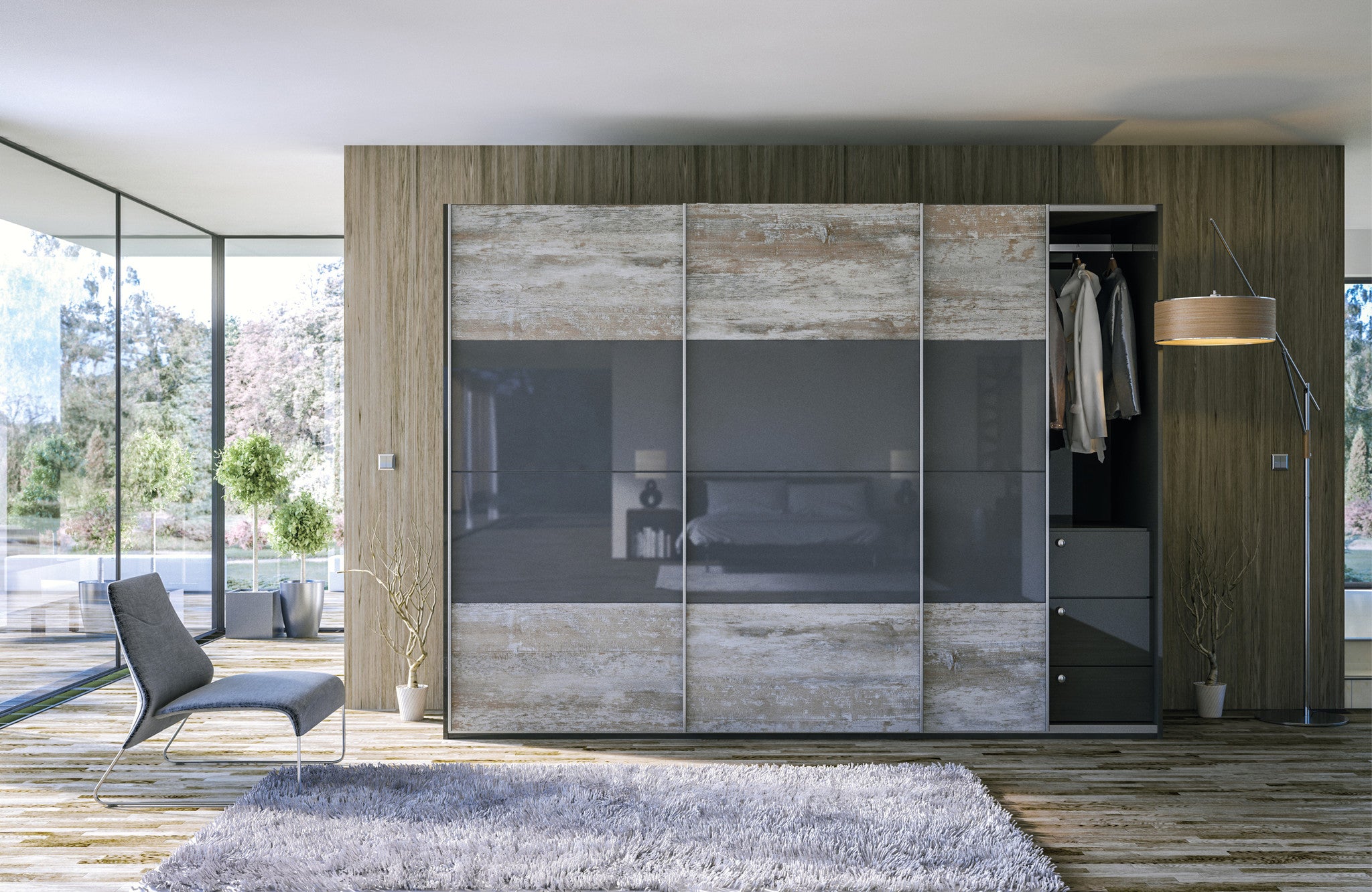 Driftwood and ultragloss metallic anthracite Glidor