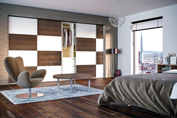 Gladstone Tobacco Oak & Ultragloss Cream Glidor wardrobe