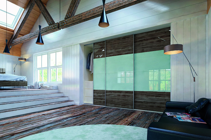 Ultra Gloss Japanese Pear & Metallic Blue Glidor wardrobe