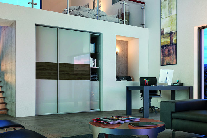 Ultragloss Light Grey & Japanes Pear Glidor wardrobe