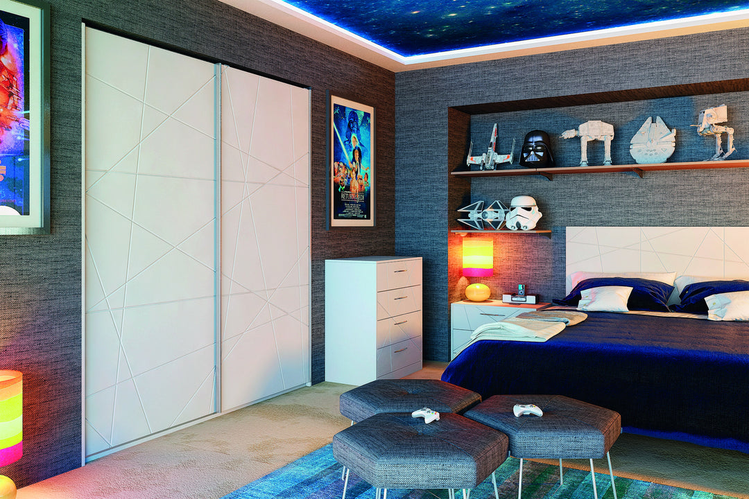 Unique Matt Dove Grey Stiks Glidor wardrobe