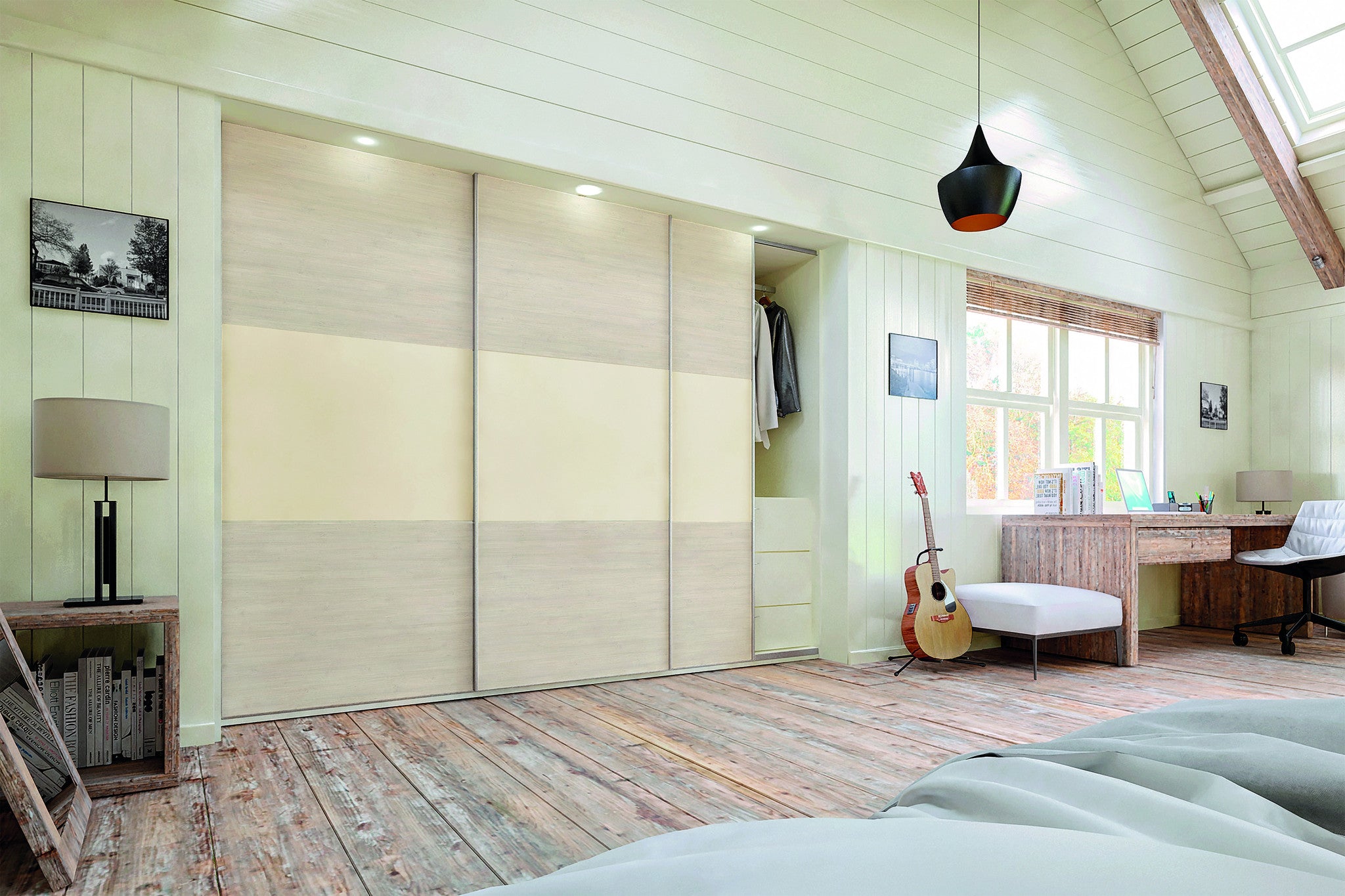 Urban White Swiss Larch & Mussel Glidor wardrobe